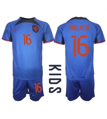 Netherlands Tyrell Malacia #16 Replica Away Stadium Kit for Kids World Cup 2022 Short Sleeve (+ pants)